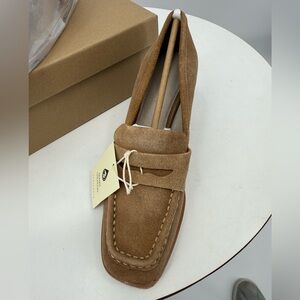 Sanctuary Cadence Penny Loafer Wedge Leather Wedge in Acorn Tan 6.5 NEW